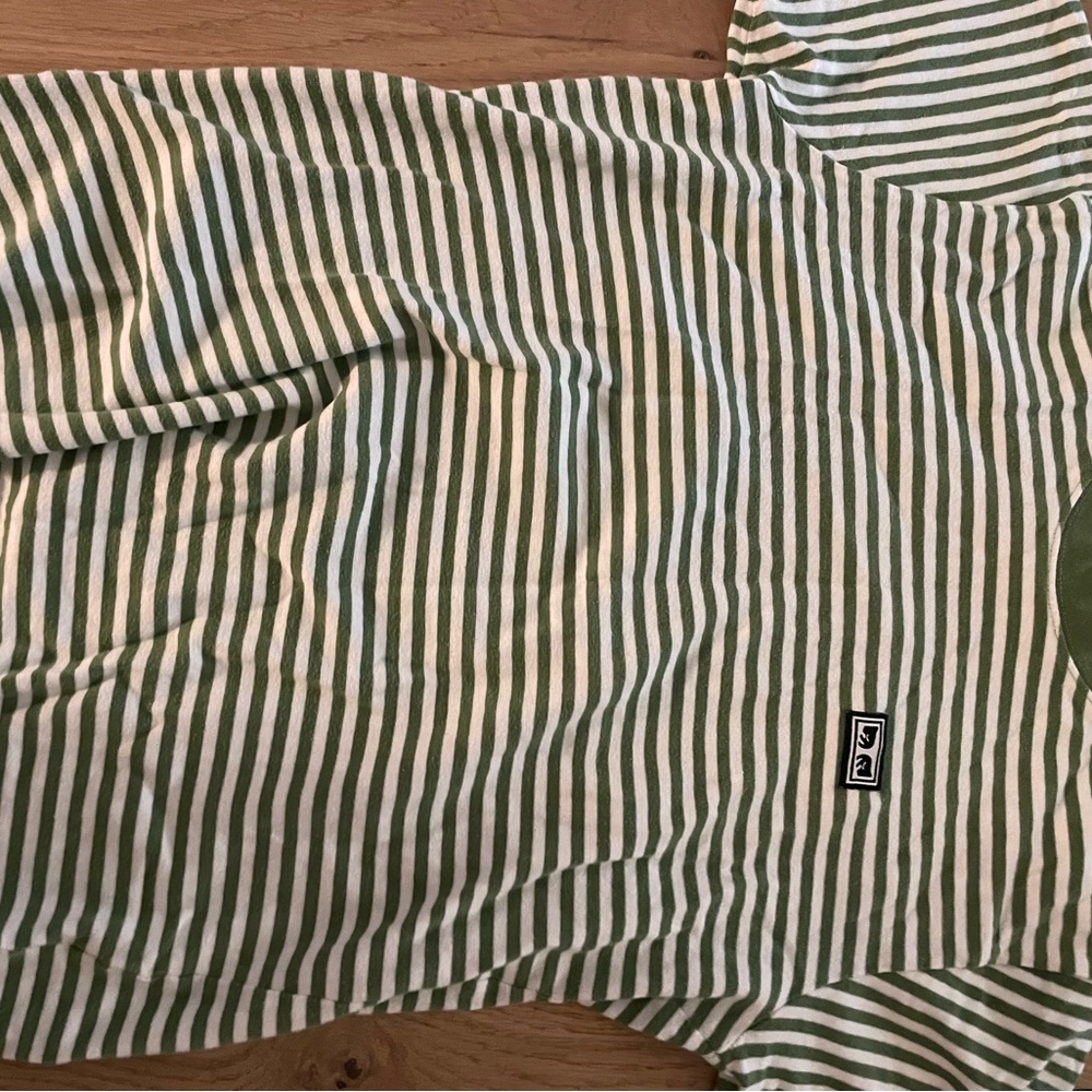 Green striped obey tee